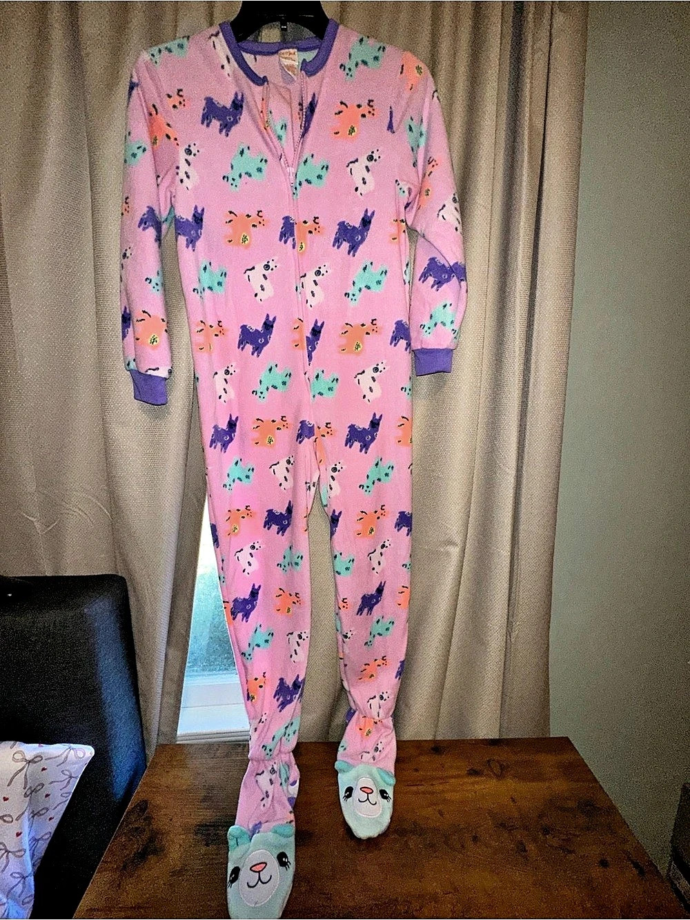 Cat & Jack Pink Llama Allover Print Fleece Footed Sleeper Fleece Footed Sleeper